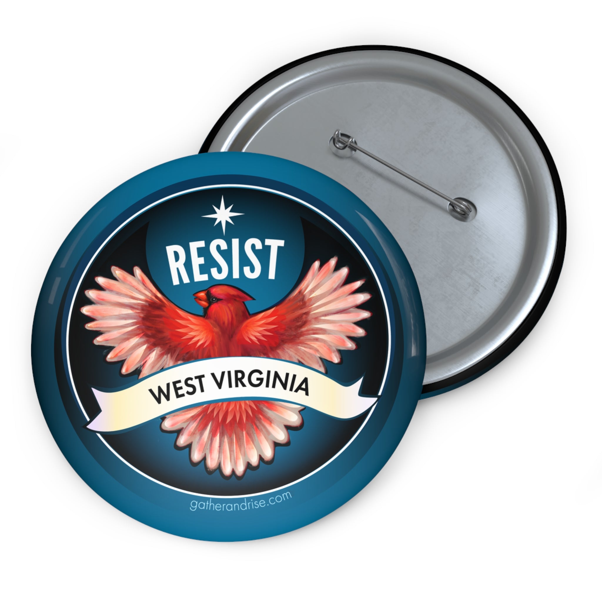 Rebel Resist Cardinal State Bird Of West Virginia Pin