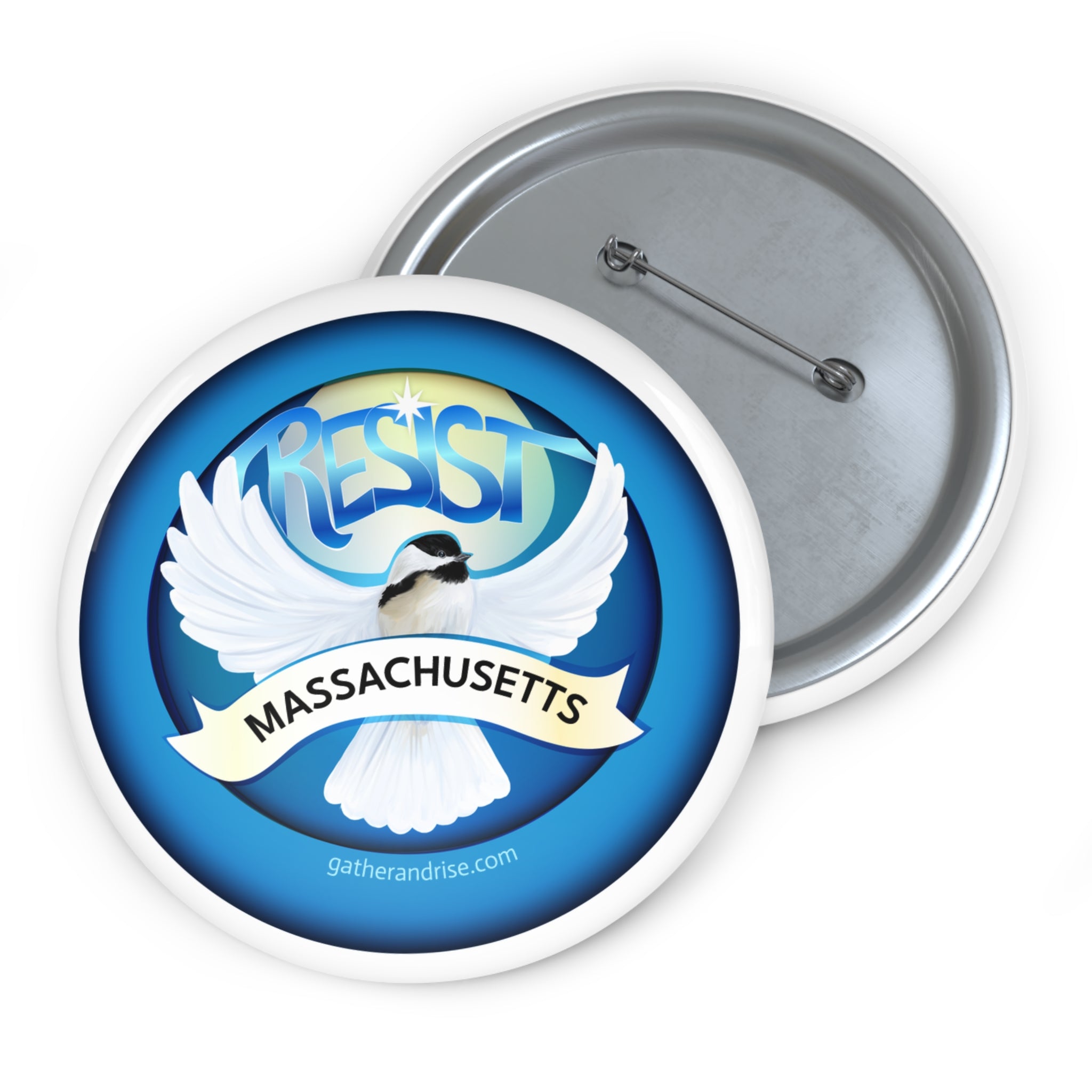 Rebel Resist State Bird Of Massachusetts Black Chickadee Pin