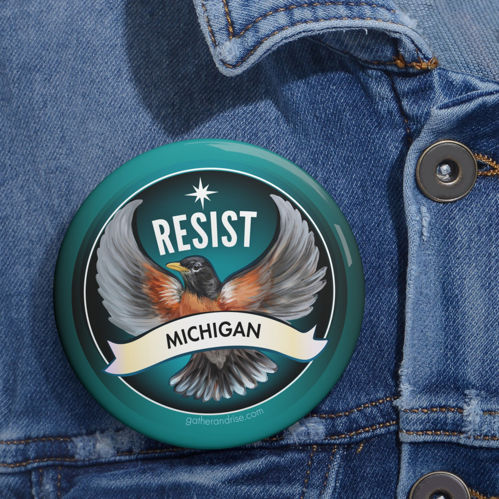 Rebel Resist Robin State Bird Of Michigan Pin