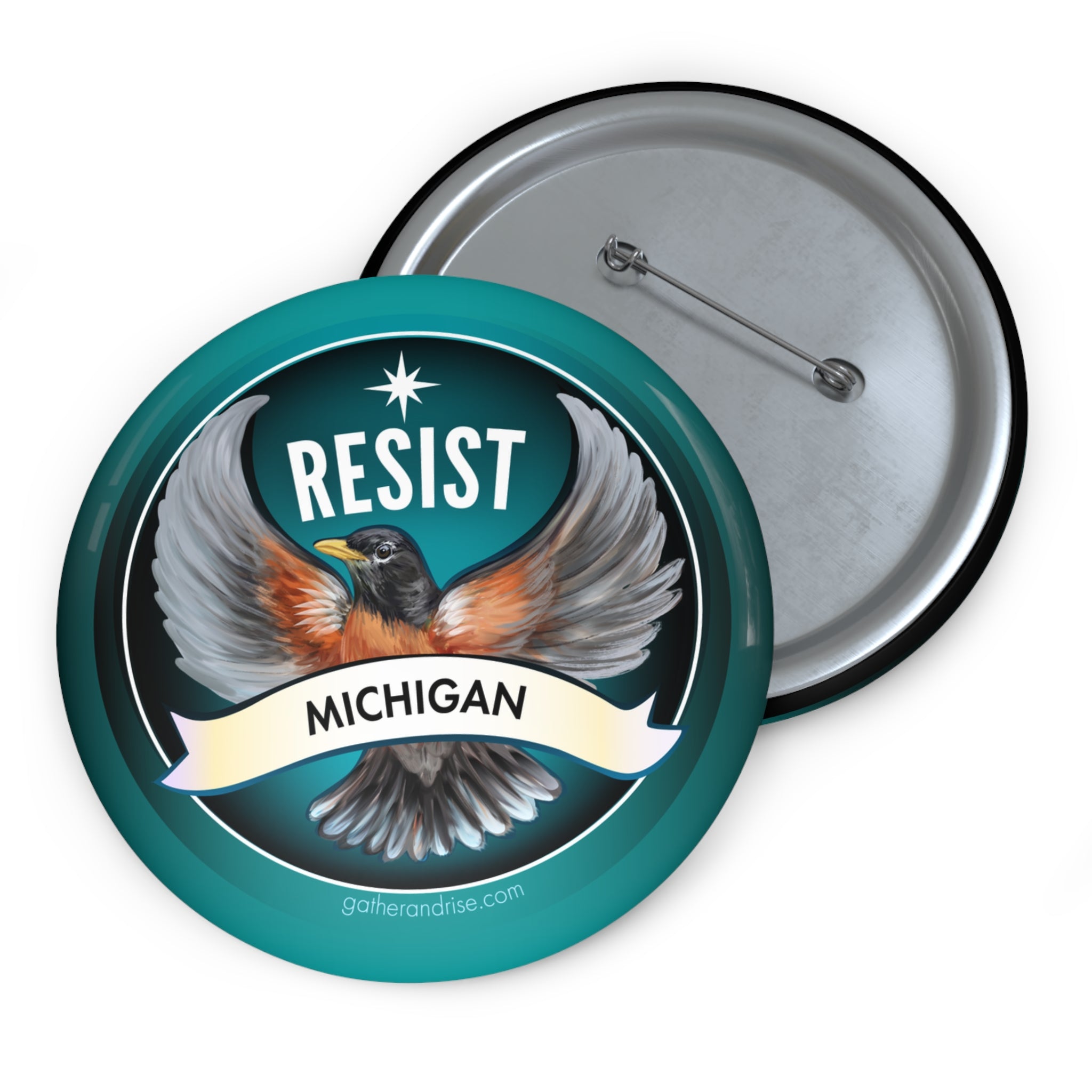 Rebel Resist Robin State Bird Of Michigan Pin