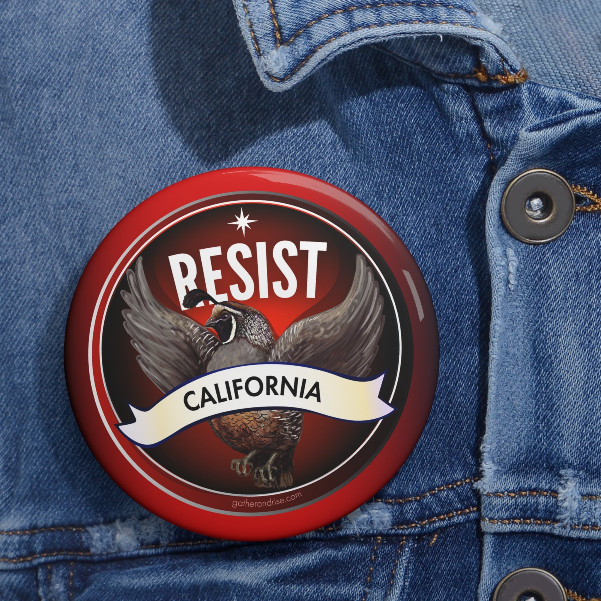 Rebel Resist Quail State Bird Of California Pin