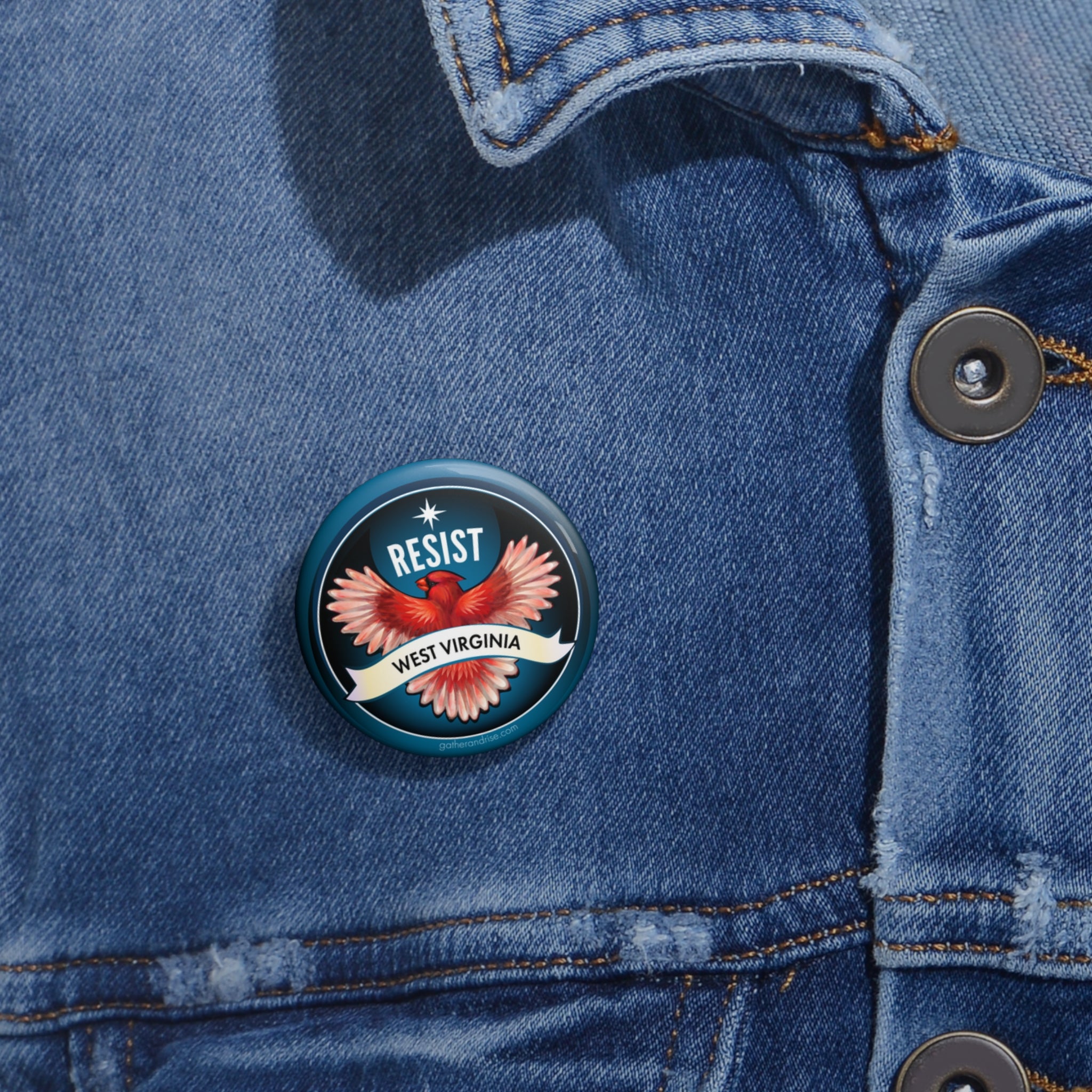 Rebel Resist Cardinal State Bird Of West Virginia Pin