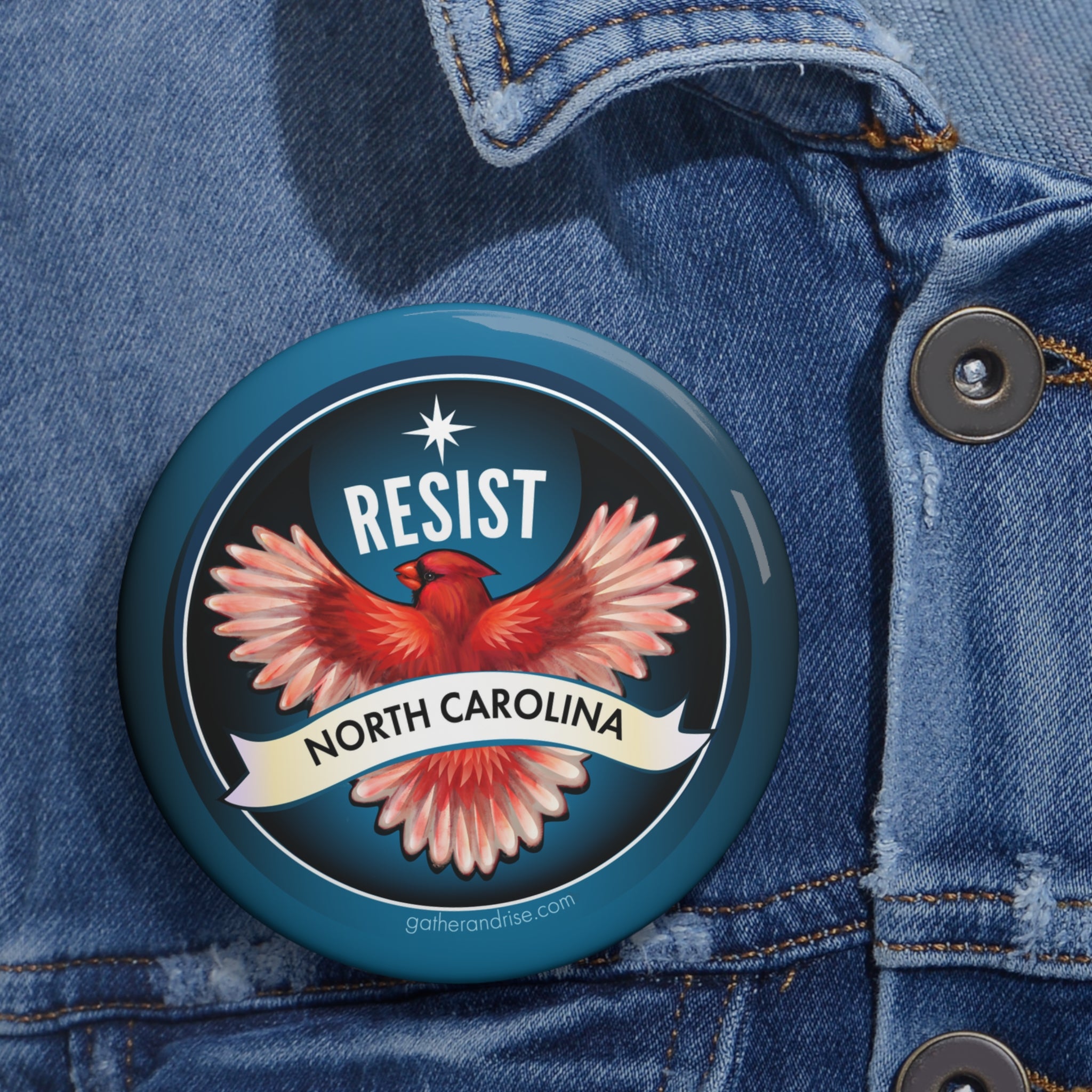 Rebel Resist Cardinal State Bird Of North Carolina Pin