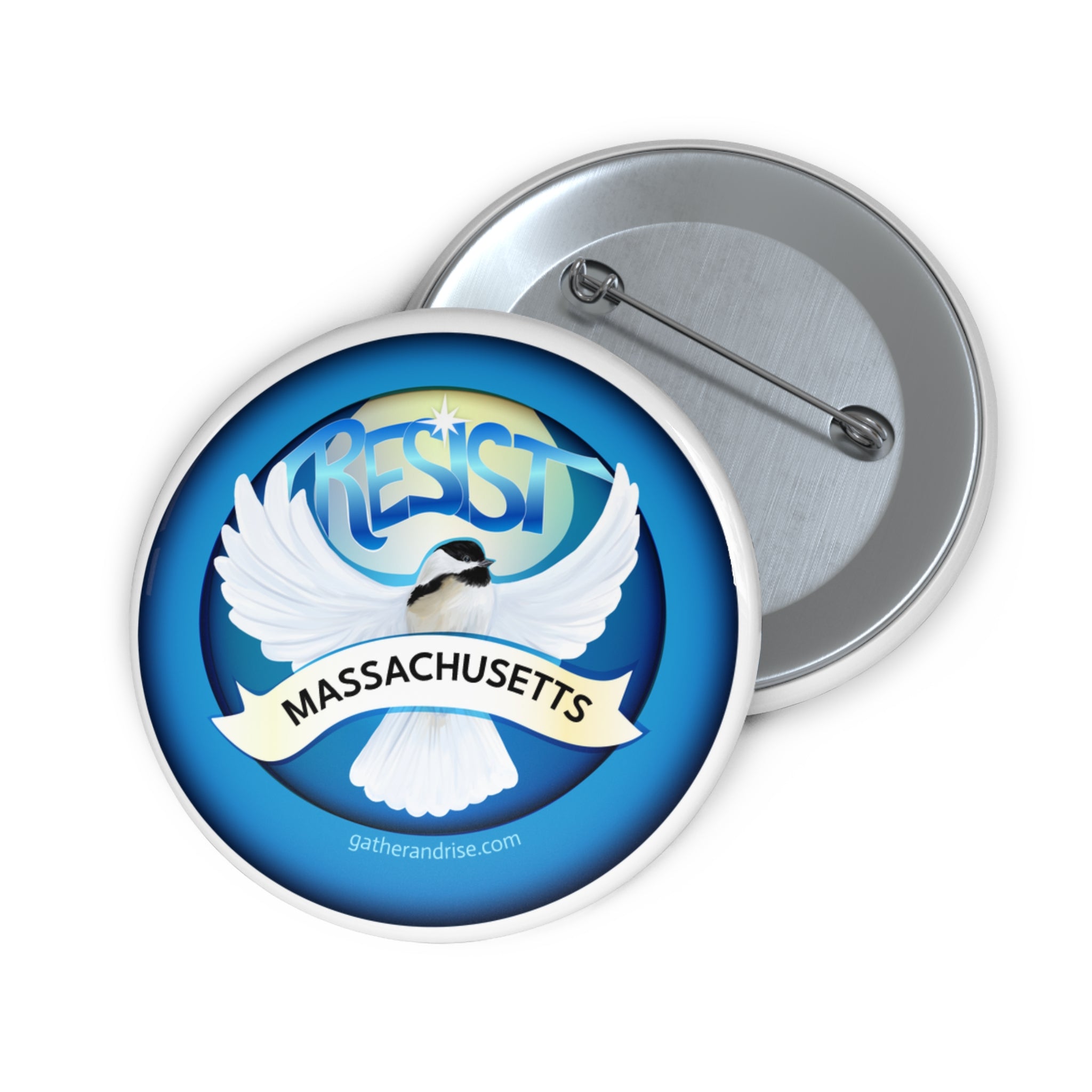 Rebel Resist State Bird Of Massachusetts Black Chickadee Pin