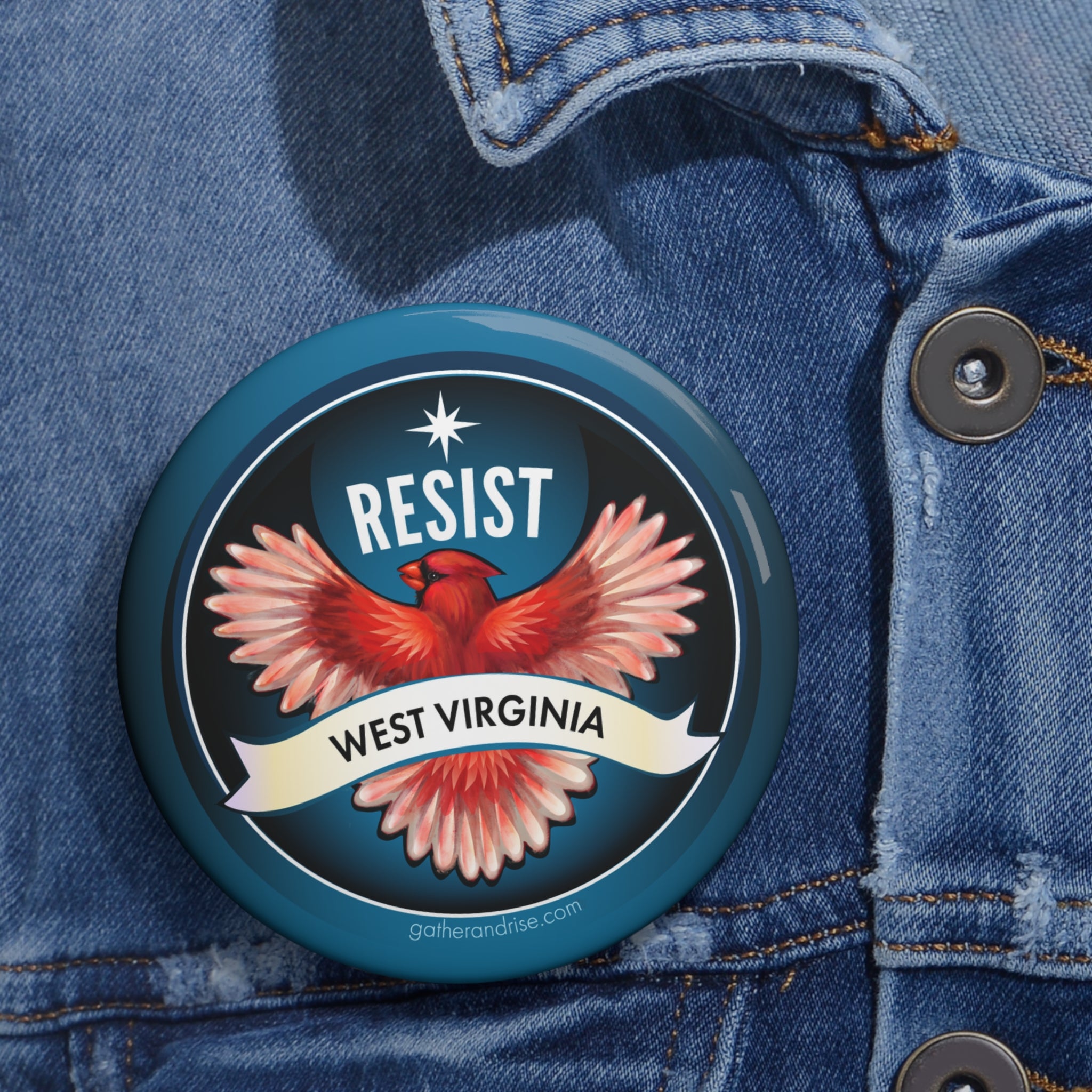 Rebel Resist Cardinal State Bird Of West Virginia Pin