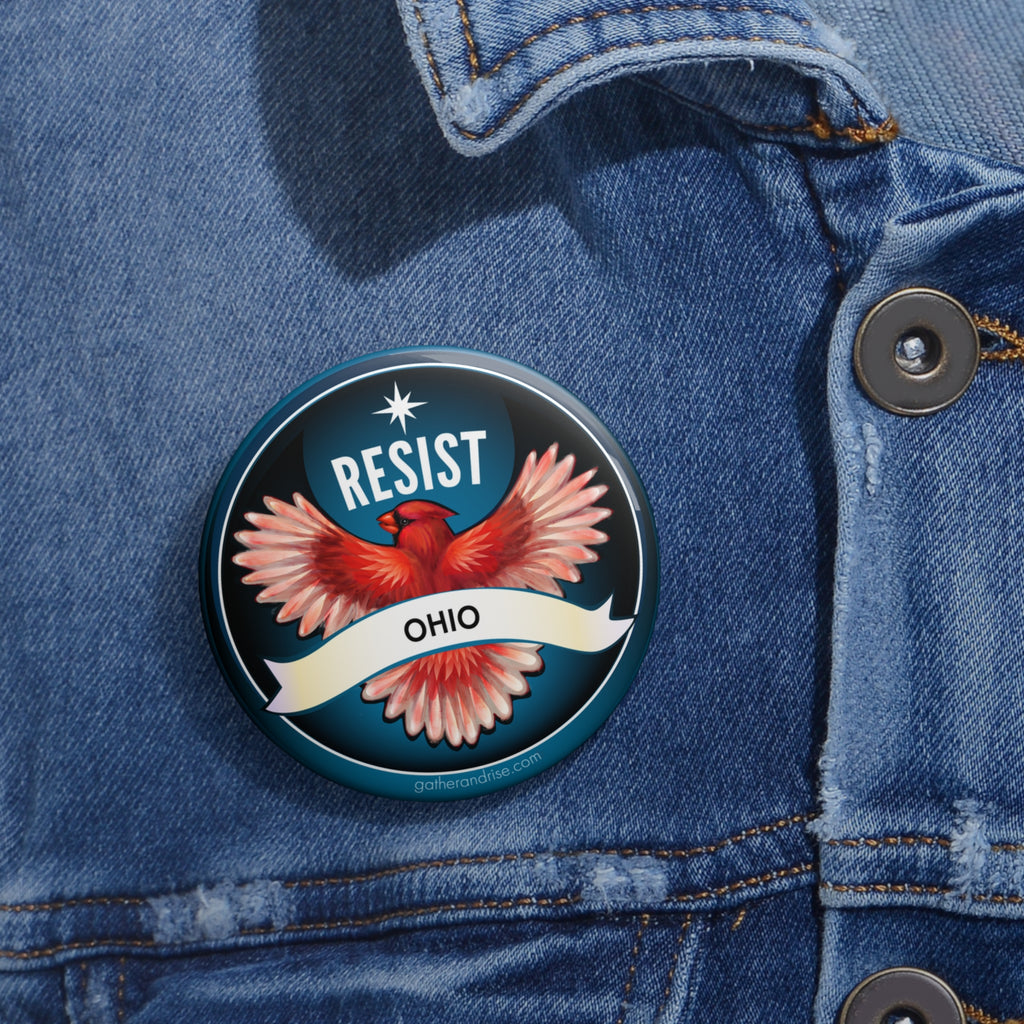 Rebel Resist Cardinal State Bird Of Ohio Pin