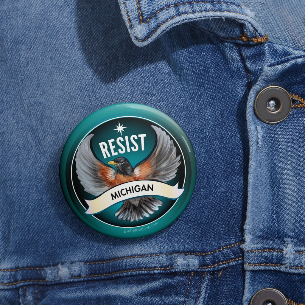 Rebel Resist Robin State Bird Of Michigan Pin
