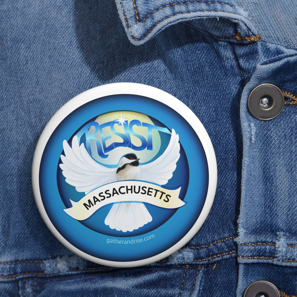 Rebel Resist State Bird Of Massachusetts Black Chickadee Pin