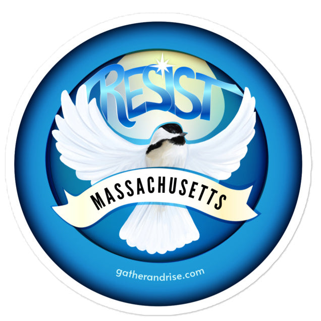 Resist Rebel State Bird Of Massachusetts Black Chickadee Sticker