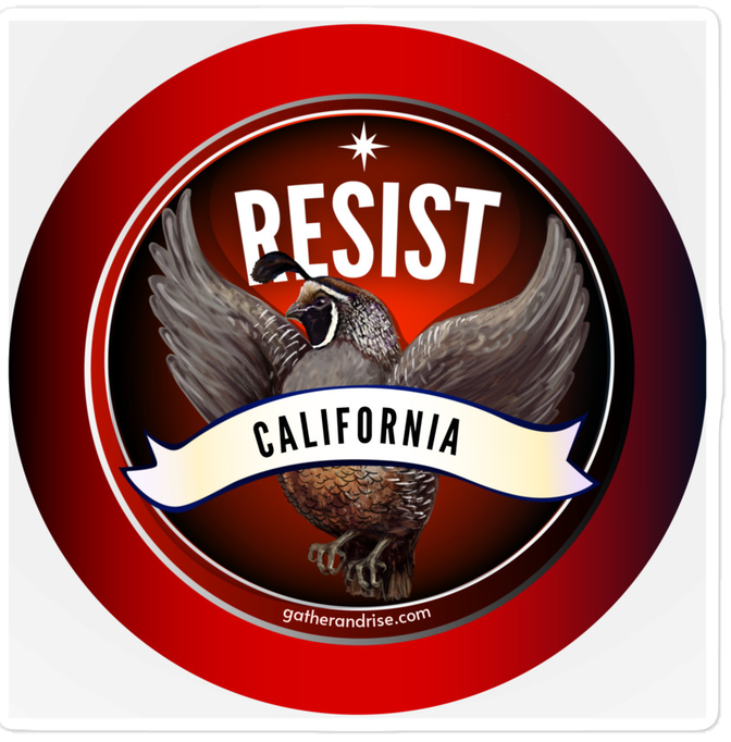 Rebel Resist California Quail State Bird Sticker